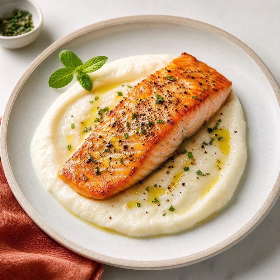 Salmon with Cauliflower Cloud